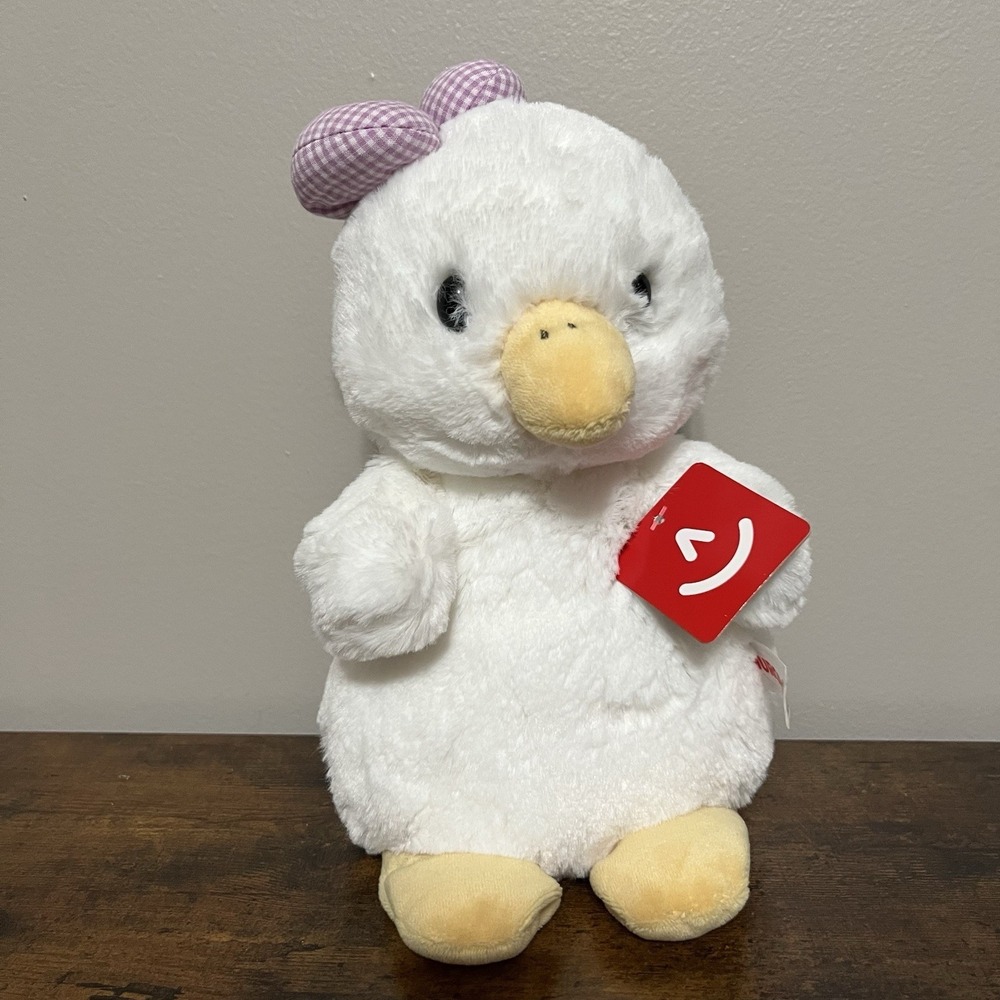 Aurora White Ginny Goose 9" Plush Stuffed Animal With Purple Bow 82185